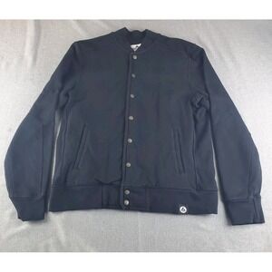 American Giant Bomber Jacket Mens Large Black Snap Button Fleece Lined